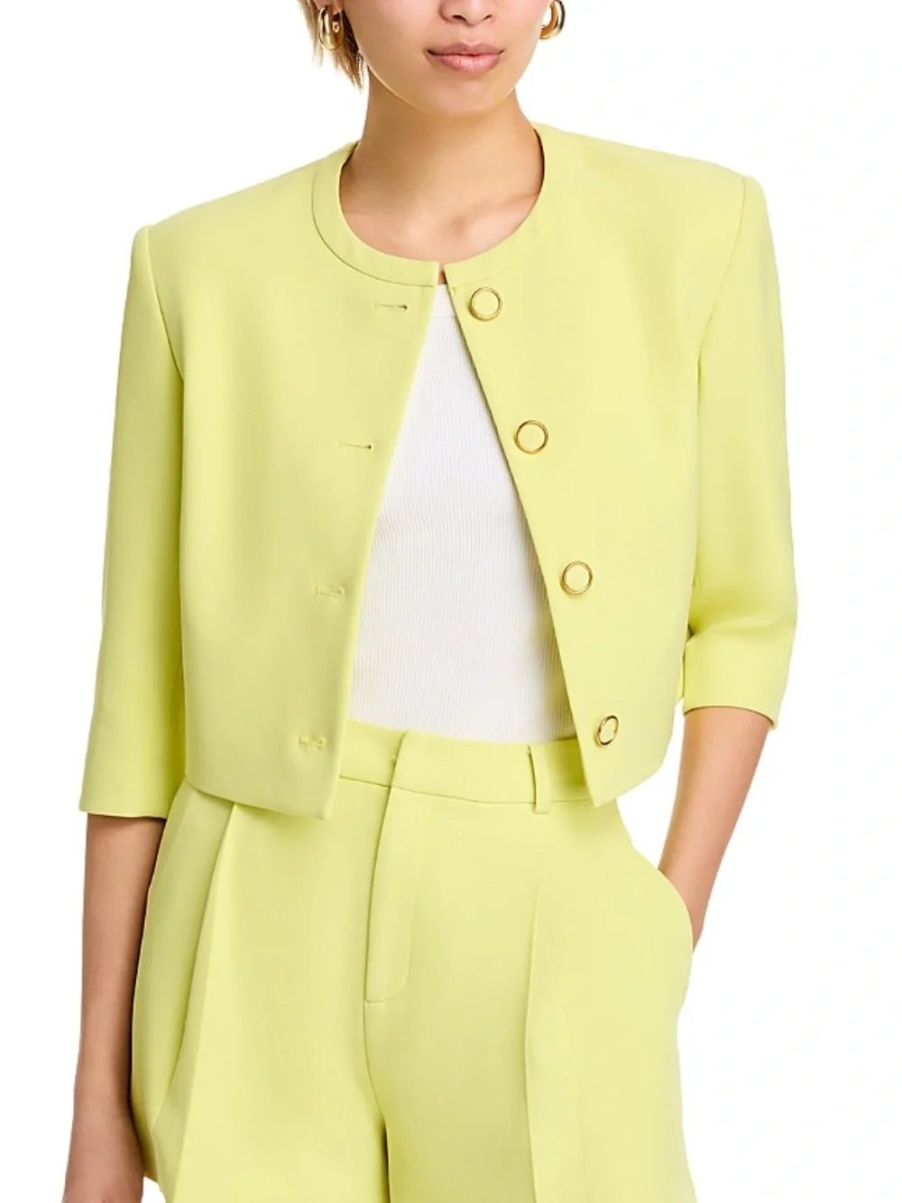 New Generation Love Bright Yellow Cropped Collarless Blazer. Size XS - Picture 1 of 4